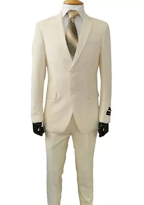 Men’s Formal Slim Fit Suit 2 Piece Two Button Solid Colors (10) Jacket & Pants  • $59.99