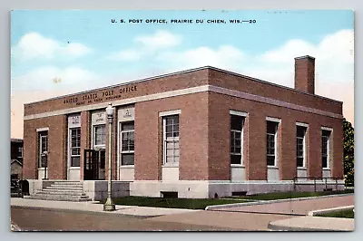 U.S Post Office Prairie Du Chien Wisconsin WI Historic Places Vintage Postcard • $4.99