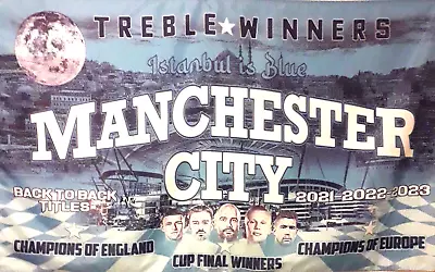 Manchester City Flags - Extra Large 5 Ft X 3 Ft Treble Winners Flag Memorabilia • £7.99