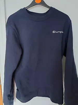 Men's Champion Crew Neck Sweatshirt Navy Blue Size Small - Fleece Lined • £5