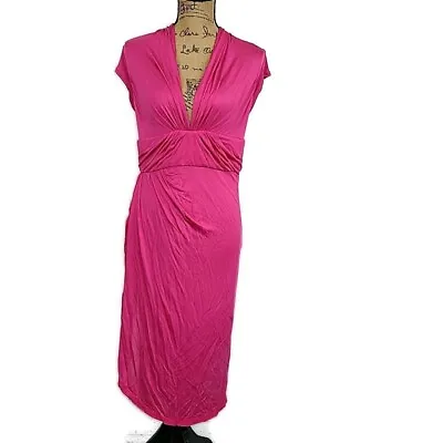 NWT Z Spoke Womens Sz 10 Dress Solid Pink VNeck Short Sleeve Knee Length Sheath • $28.70