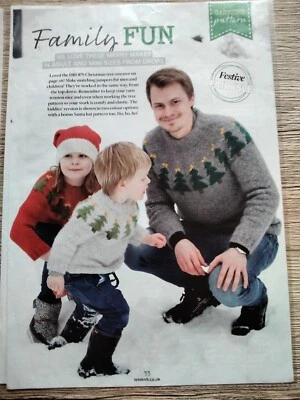 £1.09 • Buy Family Fun Intarsia Christmas Sweater  Knitting Pattern.  Aran Knitting Yarn