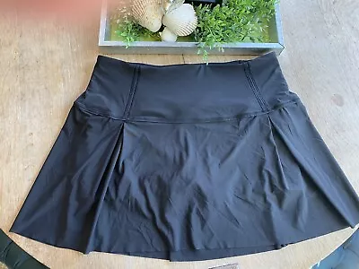 LULULEMON LONG Tennis Workout Skort Skirt Shorts Women 10 Black Pleat Workout • $32.25