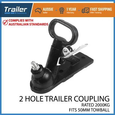 $30.95 • Buy Trailer Hitch 2 Hole Quick Release Coupling Black 50mm 2t Adr Tested