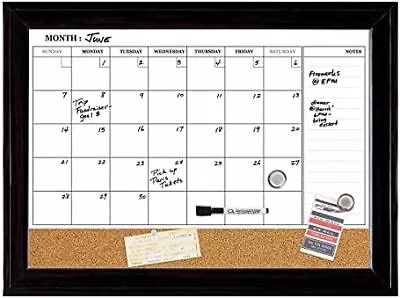 Combination Magnetic Whiteboard Calendar & Corkboard 17  X 23  Combo Dry Erase  • $37.99