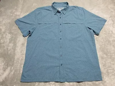 Game Guard Shirt Mens Adult XXL Blue Black Plaid PFG Vented Short Sleeve Fishing • $18