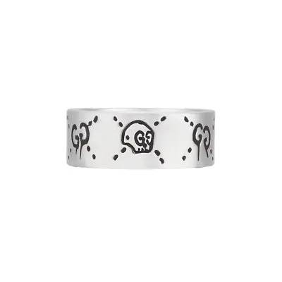 Gucci Sterling Silver Ghost Ring Size 6 Wide Band 9mm Unisex YBC4553180010 • $175