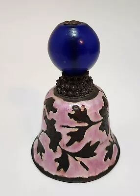 Qing Dynasty Chinese Enamel Bell Mandarin Hat Finial Cobalt Blue Peking Glass • $129