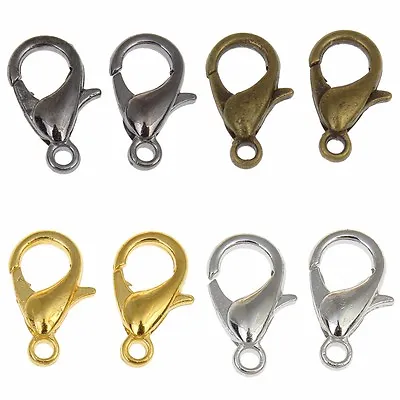 ❤ 50/20 X Silver Gold Bronze Plated 10mm~21mm Trigger LOBSTER CLASPS Claw UK ❤ • £1.95