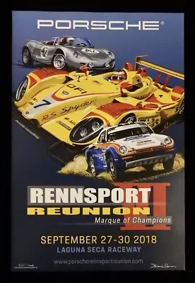 Signed AP/AE 2018 PORSCHE RENNSPORT REUNION VI RS Spyder 959 DENNIS SIMON Poster • $400