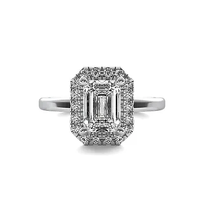 GIA DELIVERY! Natural 1.22 Ct H VVS2 Emerald Cut Halo Diamond Engagement Ring • £3454.48