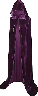 Long Hooded Cloak Velvet Cape Witch Costume Halloween Costumes For Women Men • $28.83