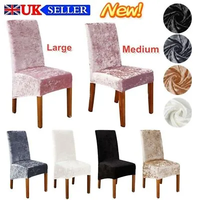 £3.55 • Buy Crushed Velvet Dining Chair Covers Stretchable Protective Slipcover Xmas Decor