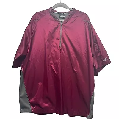 Mizuno Teamwear Mens Running Shirt XXL Red Short Sleeve Pullover Windbreaker • $24.95