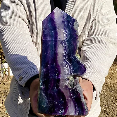 7.3lb Natural Color Fluorite Obelisk Quartz Crystal Energy Column Healing • $5.50