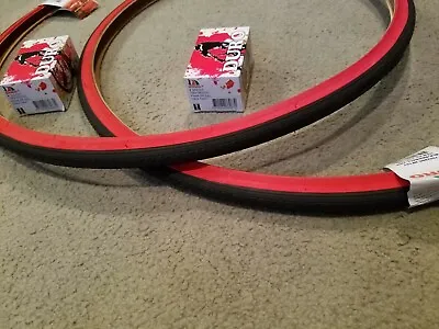 Two(2) Duro 700x25 C Bicycle Tires Fixie Track Urban Black N Redwall & 2 Tubes  • $45.99