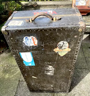 Antique Steamer Trunk Travel Cases Chest Brass Fittings F.Oldtimer 20er Antique • $240.35