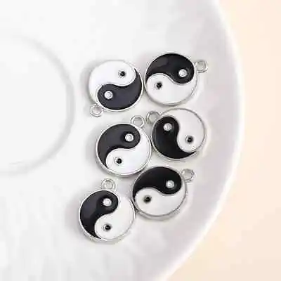 10Pcs Enamel Chinese Yin Yang Tai Chi Charms Pendant Jewelry Crafts Making UK • £4.29