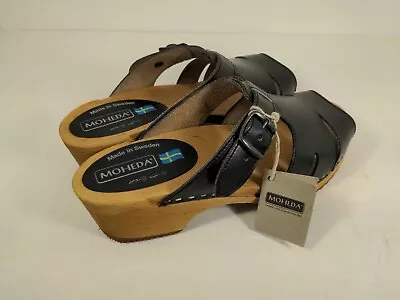 NWT Moheda Clogs Wood Soles Size 39 Adjustable Buckle Made In Sweden • $65.87