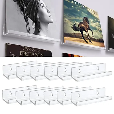 12Pcs Holder Clear Acrylic With Screws Display Wall Mount Vinyl Record Shelf • £16.67