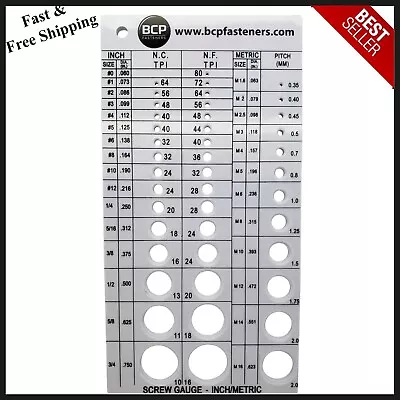 Handy Screw Thread Gauge | Metric & SAE | Recommends Drill Bit & Tap Sizes • $14.98