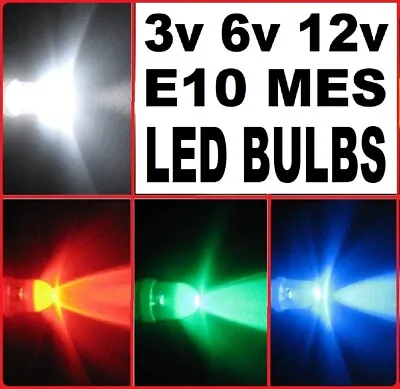✅ 3v 6v 12v E10 MES Screw LED Bulbs ✅ Hobby Project Model ✅ Green Red Blue White • £3.99
