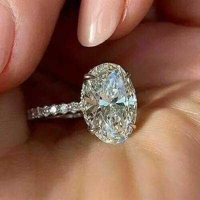 3 CT Oval Cut Moissanite Halo Wedding & Engagement Ring 14K White Gold Plated • $148.57