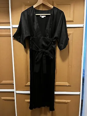 M By Madonna For H&M Size 8 Black Mulberry Silk Kimono Dress W/ Tie • £32.81