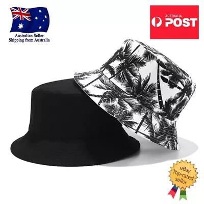 Unsex Reversible Bucket Hat With Black Or White Reverse Side Wide Sun Protection • $11.95