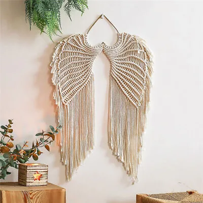 £15.55 • Buy Boho Macrame Woven Angel Wing-s Tapestry Wall Hanging Home Store Decor Cotton UK