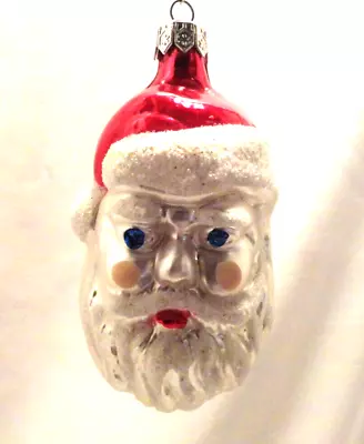 Vintage Santa Head Glass Christmas Ornament Poland #4🎅 • $16.99