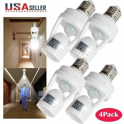 4 PCS E27 PIR Infrared Motion Sensor LED Light Dimmable Lamp Bulb Holder Socket • $21.23