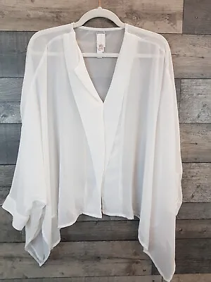 Wynne Layers Unstructured Shirt Blouse Top Medium White Sheer Chiffon Drapey BN • $33.56