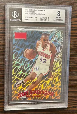 1997 Fleer Skybox Premium Star Rubies Refractor Jerry Stackhouse /50 #101 Bgs 8 • $8250