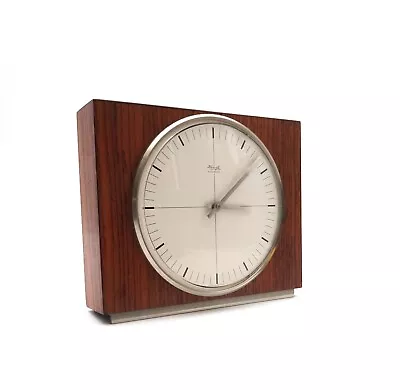  Very Rare Vintage Mid Century Modernism Teak Desk Clock By Kienzle Max Bill Age • $1095.95