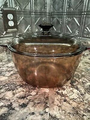 Corning Amber Visions 4.5 L Dutch Oven Stock Pot With Lid U.S.A. Cookware • $24.99