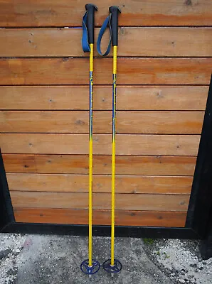 Moon SKI POLES Sweden Leather GRIP/STRAP RUBBER BASKETS CABIN DECOR Vtg Yellow • $37.55