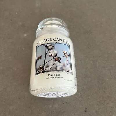 Village Candle PURE LINEN Large Glass Jar Scented Candle 21.25oz | New FAST SHIP • $29.95