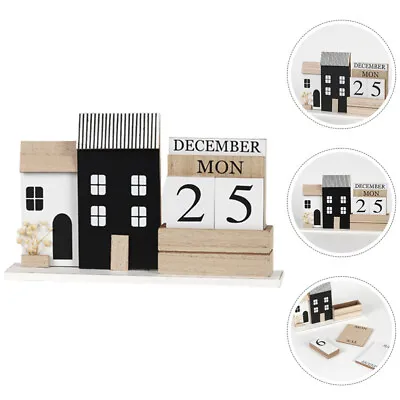 £24.06 • Buy  Perpetual Calendar Rustic Wooden Block Calendar For Home Office Desktop Desk