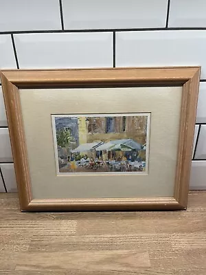 Pierre Jean Llado Framed Watercolour Print Picture Cafe Bistro Scene • £12.50