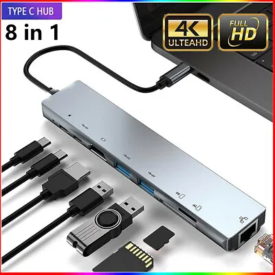8-in-1 USB-C Hub Adapter Type-C Hub HDMI For MacBook Pro/Air IPad Pro Laptop USA • $17.29