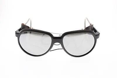 Vintage 80's Black Glacier Black Mirror Sunglasses Leather Blinders Nylon France • $85