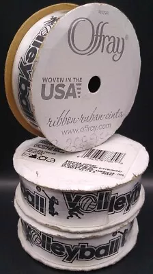 Offray Ribbon ~ Volleyball ~ 7/8 In Wide ~ 9ft Spools ~ 3 Pack ~ Hair Bows • $19.95