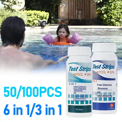 Pack Of 50/100 Chlorine Dip Test Strip Hot Tub SPA Swimming Pool PH Tester Paper • $6.41