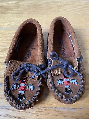 Minnetonka Moccasins Thunderbird Boat Sole 7  Slipper Flats Shoe Suede Leather. • $8.99