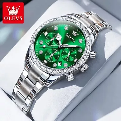 Waterproof Quartz Watch Ladies OLEVS Luminous Stainless Steel Date Women Strap • $29.92