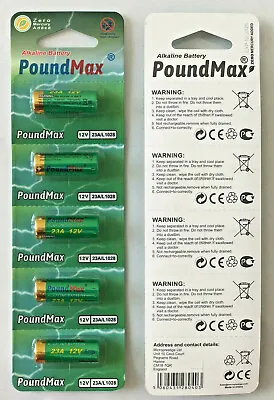5 X PoundMax Super Alkaline 23AE/A23/LRV08/MN21 12V Alkaline Security Batteries • £3.69
