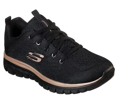 £39.99 • Buy Skechers Gracefull-Get Connected Womens Black/Gold Sports Gym Walking Trainers