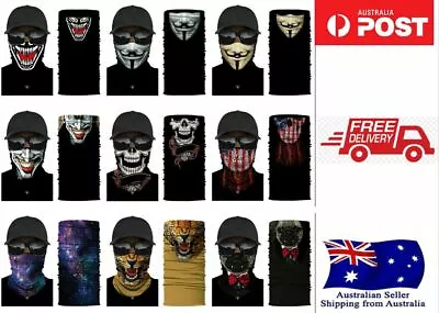 🤫 Bandana Face Shield Mask Fishing Headwear Biker Neck Tube Scarf Skull Head AU • $5.05