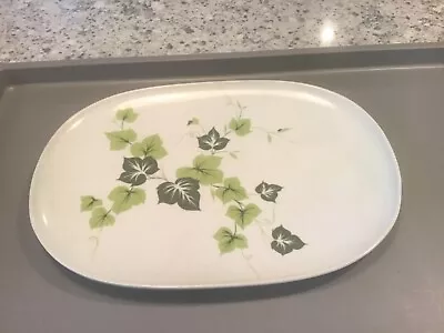 Vintage Unbranded Oval W/Green Flowers MCM Melmac Serving Tray/Plate 8.5 X 12” • $8.96